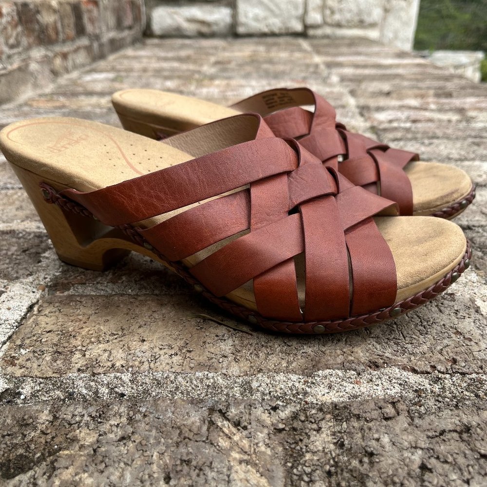 Dansko Womens Brown Tory Sandals Heels Slip On Comfort Clogs Sz 41/US 10.5-11